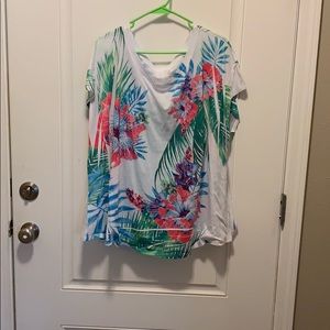 Lane Bryant tropical shirt, Turquoise under shirt